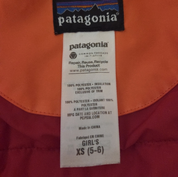 Patagonia H2NO Girls Hooded Coral Winter Snow Parka Jacket Size XS 5-6 - Picture 10 of 16